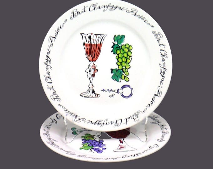 Pair of Rosanna Votre Sante, Cheers wine and cheese, hors d'oeuvres, salad or side plates.