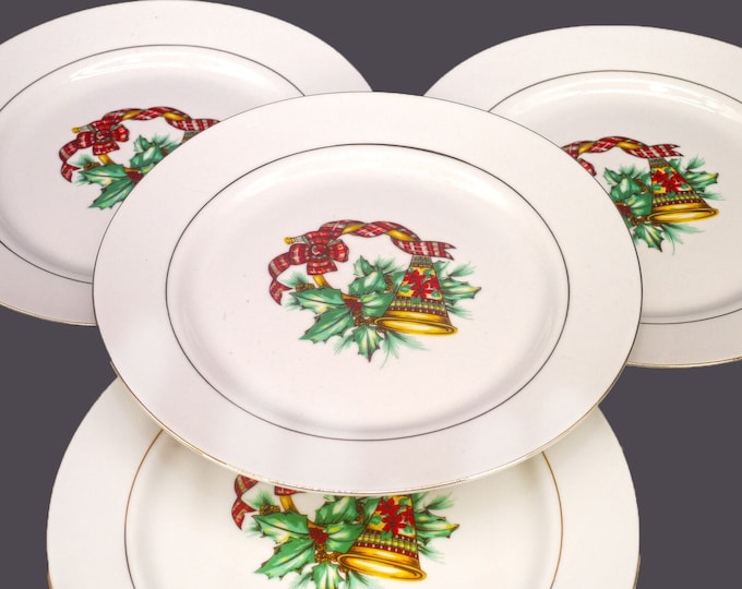 Four Sonata Noel salad plates. Christmas Porcelain.