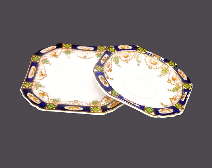 Antique Thomas Hughes Imperial Derby Plate & Saucer Set: Imari England