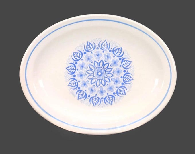 Retro English Ironstone Pottery Blue Lucerne oval platter made in England.