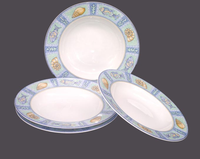 Vintage Studio Nova Mystic Bay Soup Bowls. Fish & Seashell Beach Motif