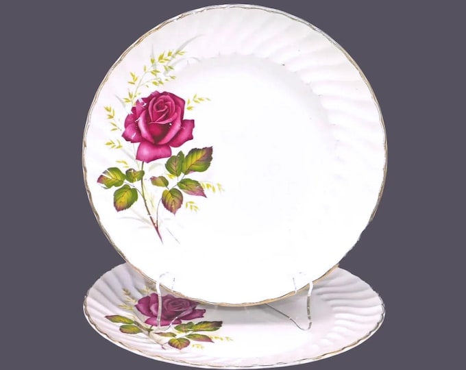 Vintage Ridgway Anniversary Rose dinner plates made in England. 2 plates.