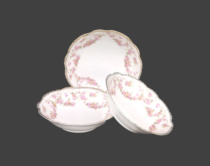 Three antique MZ Austria | Altrohlau Bridal Rose dessert bowls.