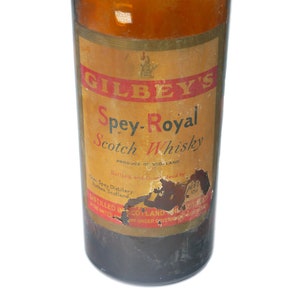 Gilbey&#39;s Spey-Royal Scotch 1L whisky bottle (empty) made in UK. Gift for him. Gift for dad.
