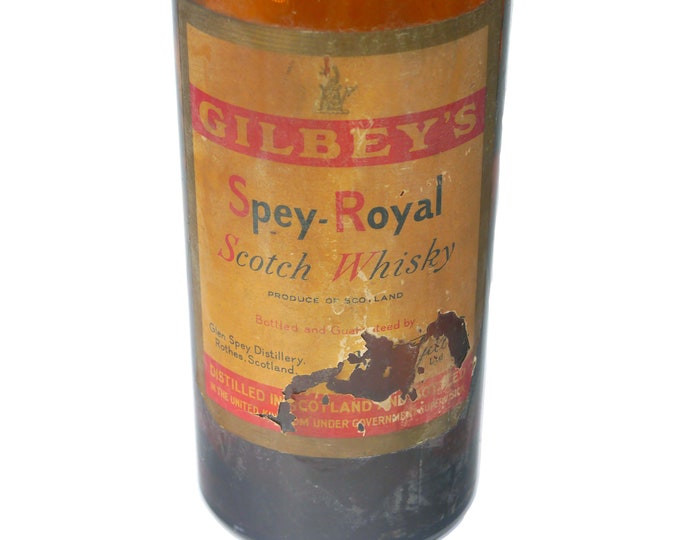 Gilbey's Spey-Royal Scotch 1L whisky bottle (empty) made in UK. Gift for him. Gift for dad.