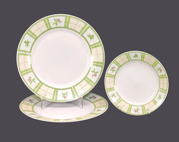 Three Royal Heritage Rose Garden plates. Two dinner plates, one salad plate.