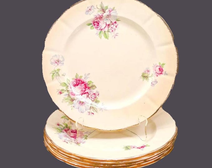 Six William Hulme | Burgess Leigh | Leighton Pottery Royal Braemar dinner plates made in England.