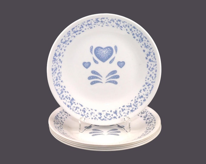 Five Corelle Corningware Blue Hearts bread plates made in USA.