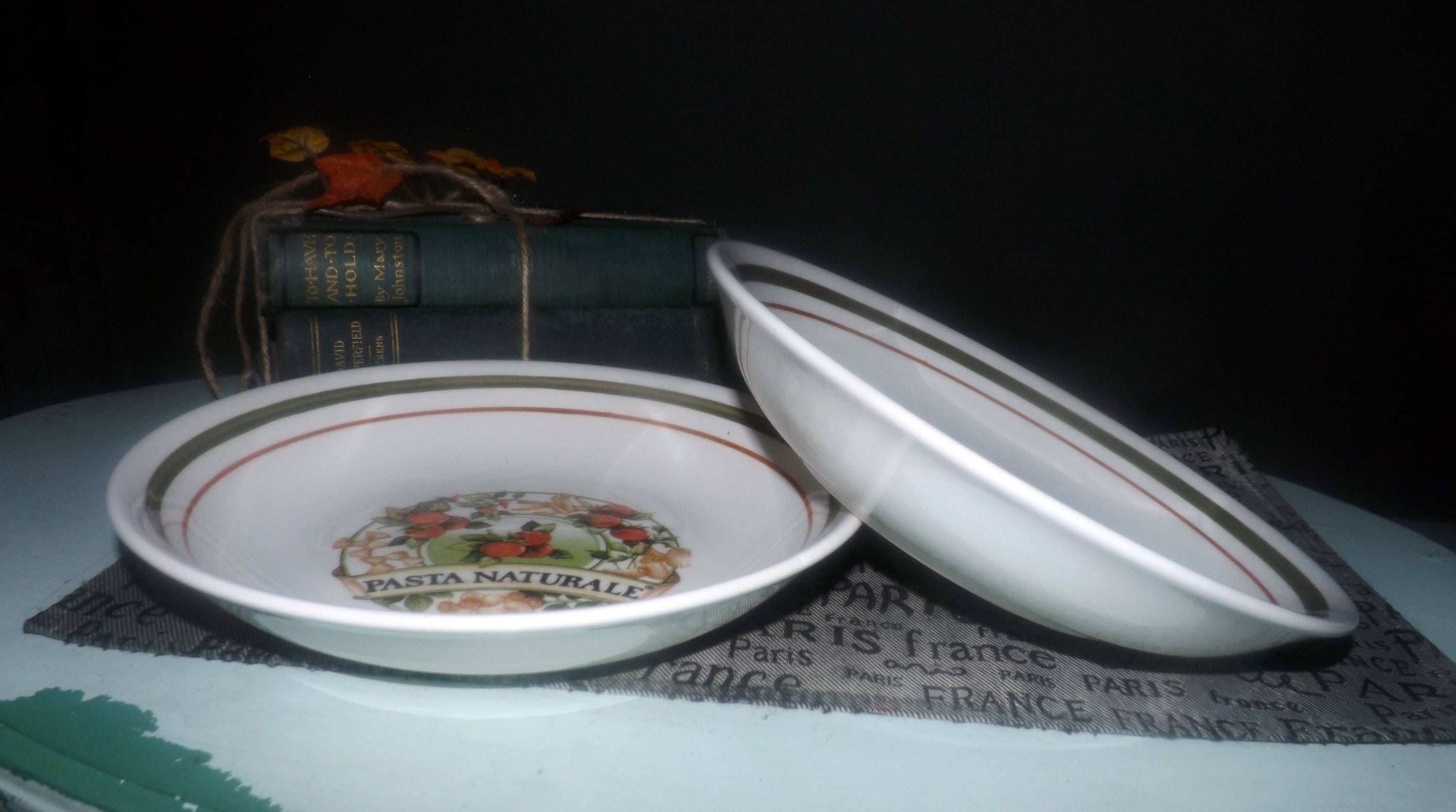 Vintage (c. mid 1990s) individual pasta serving bowl handpainted in