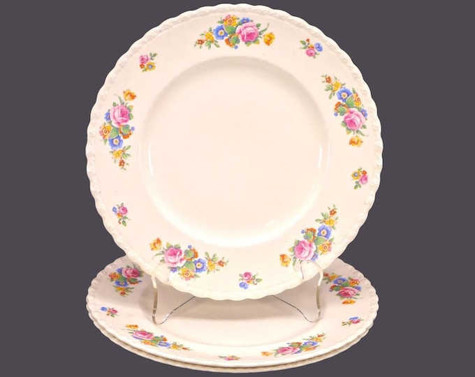 Three Myott Rose of England luncheon plates made in England.