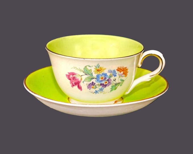 Beswick A Marie line cup and saucer set made in England. Graduated greens with florals.
