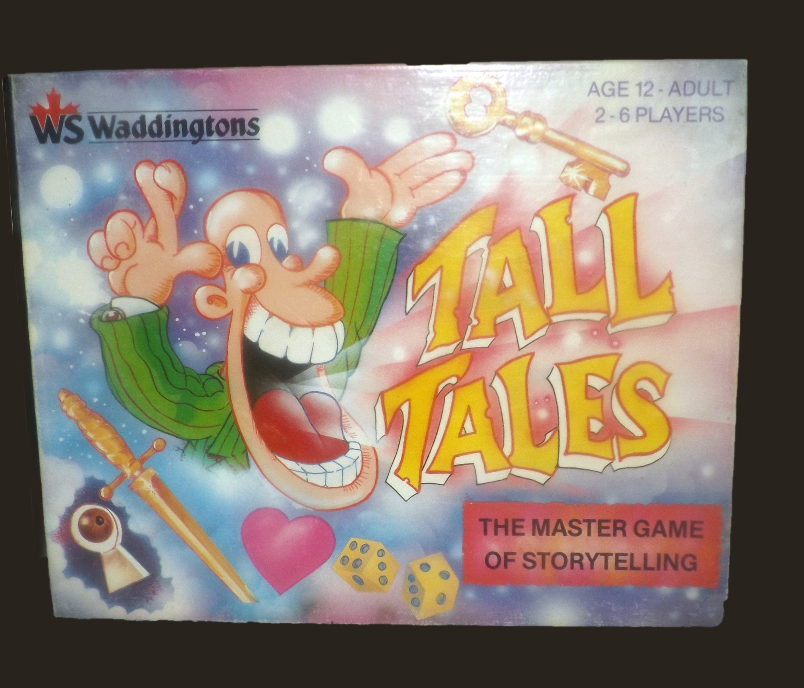 Vintage (1988) Waddingtons Tall Tales Storytelling board game. Complete. Wooden playing pieces.