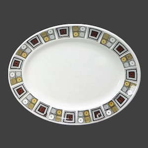 Retro Broadhurst Rushstone oval platter. Kathie Winkle design made in England.