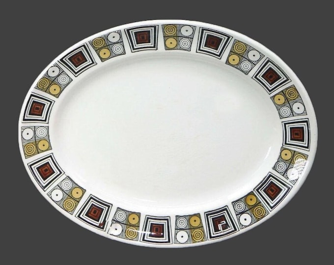Retro Broadhurst Rushstone oval platter. Kathie Winkle design made in England.