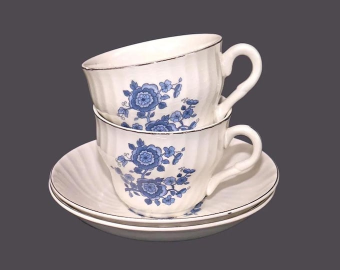 Pair of Wedgwood Royal Blue Ironstone cup and saucer sets made in England.
