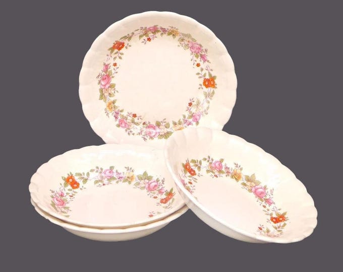 Four Simpsons Potters SIM6 dessert bowls. Solian Ware ironstone made in England. Flaws (see below).
