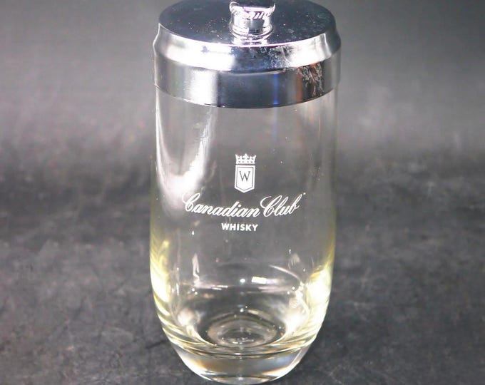 Canadian Club Whisky drink mixer | cocktail mixer | jigger measured pour spout. Etched-glass artwork.