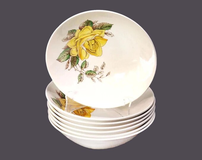 Seven J&G Meakin The Duke coupe cereal bowls. Frank Miller design. Studio Ware ironstone made in England.
