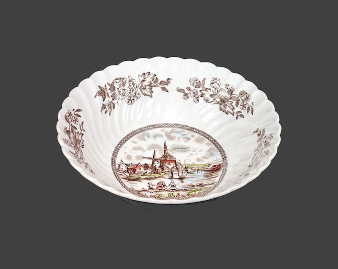 Johnson Brothers Tulip Time Brown round serving bowl made in England.