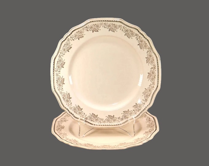 Pair of Alfred Meakin Golden Astoria dinner plates made in England. Flaw (see below).