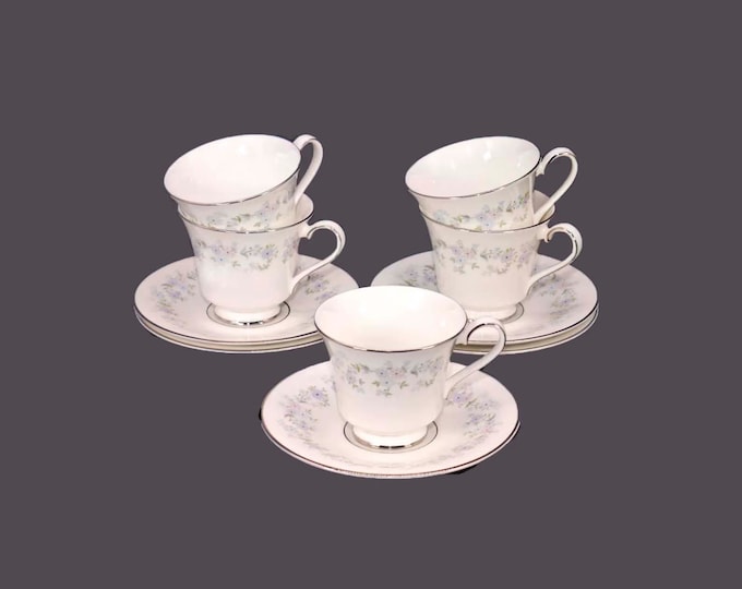 Five Royal Doulton Amersham H5037 cup and saucer sets made in England.