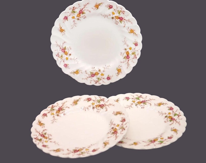 Three Myott Heritage M411PU salad plates made in England. Fall florals.