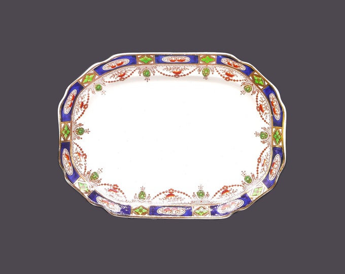 Antique Thomas Hughes & Son Imperial Derby sandwich platter. Imari-style tableware made in England.