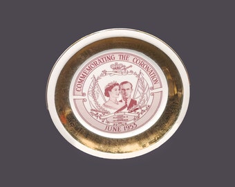 Queen Elizabeth II 1953 Coronation plate made by Georgian China USA. Flawed (see below)