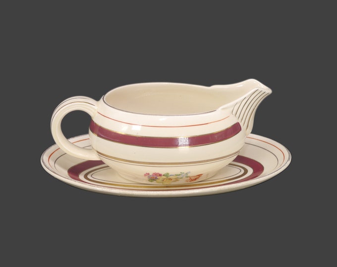 Wood & Sons Regent gravy boat with under-plate. Ivory Ware ironstone made in England.