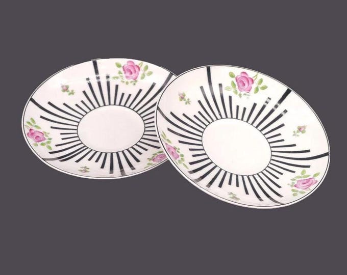 Pair of antique art-nouveau Paragon Star China 5476 hand-decorated orphaned saucers only. Bone china made in England.