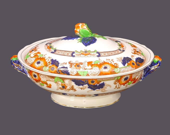 Art-deco era Wedgwood | Crown Derby Ware 334 Old Castle Imari-style covered serving bowl.