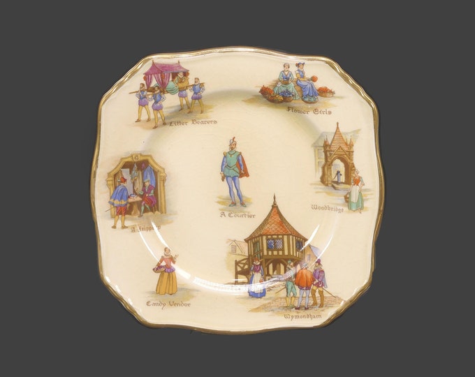 Royal Winton Grimwades Old English Markets square bread, dessert plate made in England. A Courtier in centre. Sold individually.