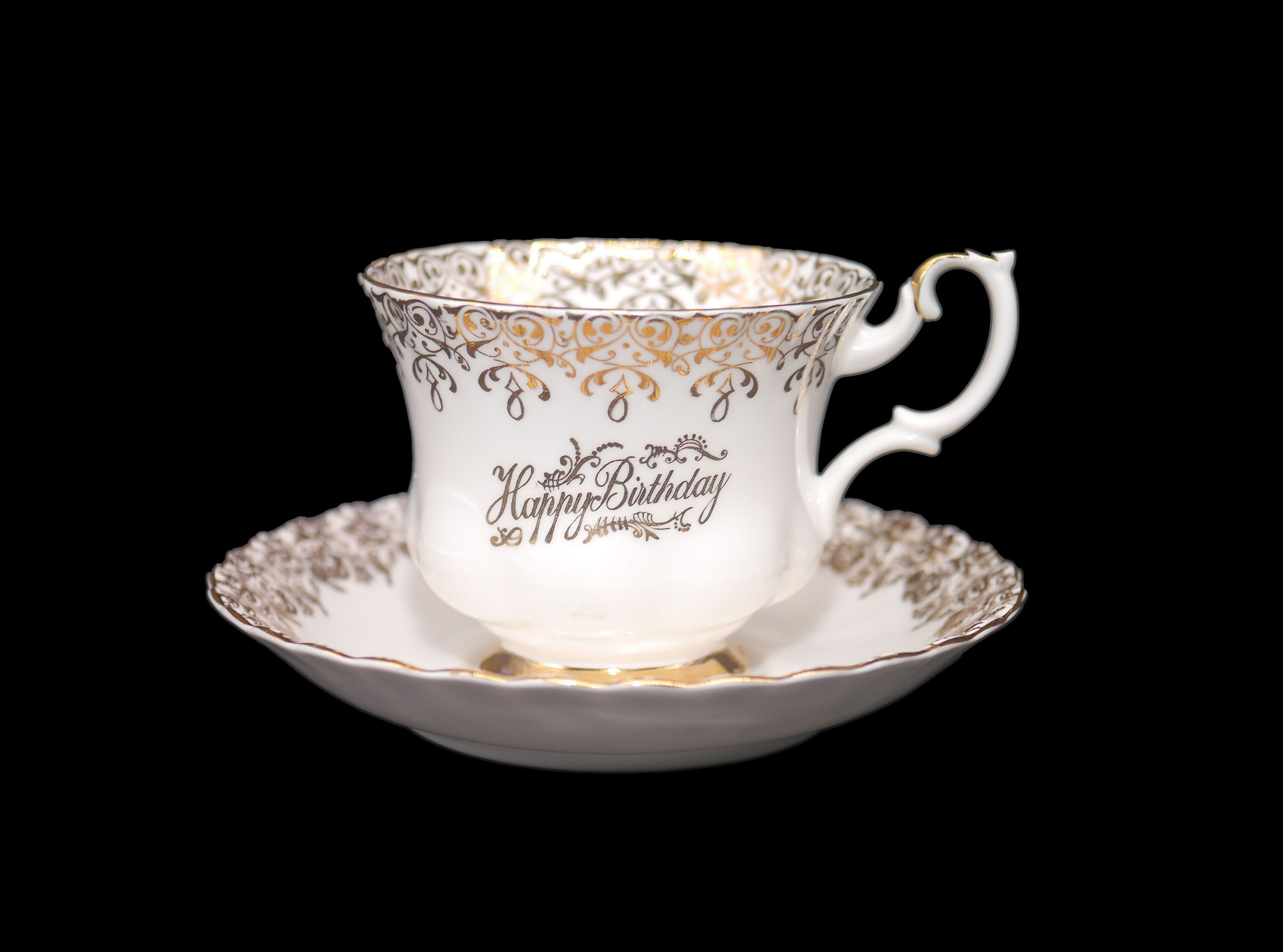 Vintage (1980s) Royal Albert bone china Happy Birthday tea set made in