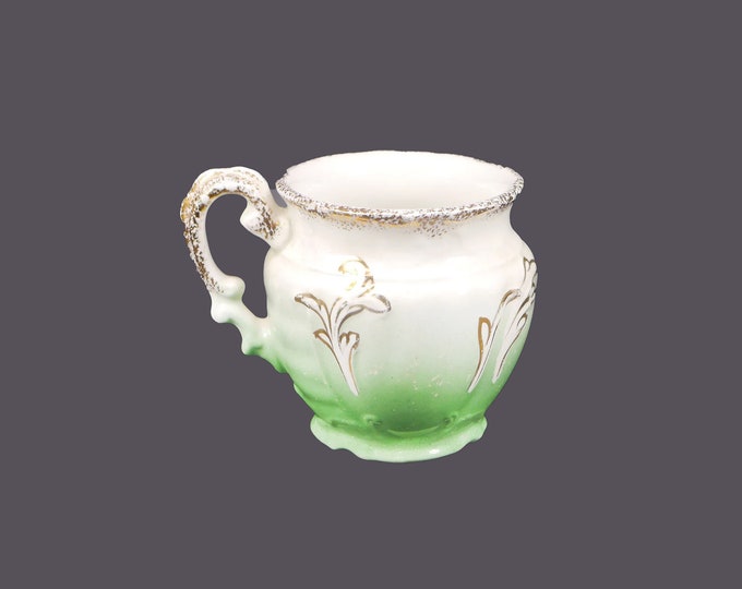 Antique Edwardian Age Johnson Brothers Cloverly Green handled shaving mug made in England.