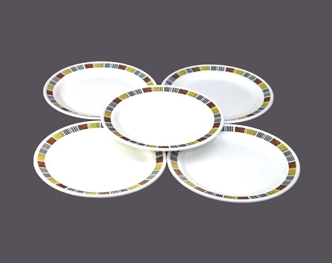 Five Steelite Carnaby retro luncheon plates. Vintage hotelware | restaurantware made in England.