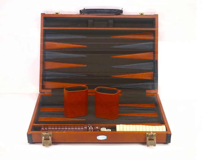 Fred Roberts California briefcase backgammon set. Incomplete with flaws (see details below).