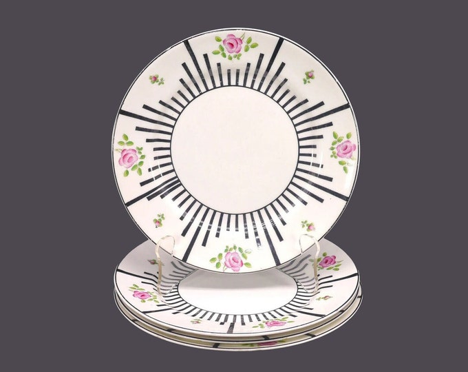 Four antique art-nouveau period Paragon Star 5476 hand-decorated bone china salad plates made in England.