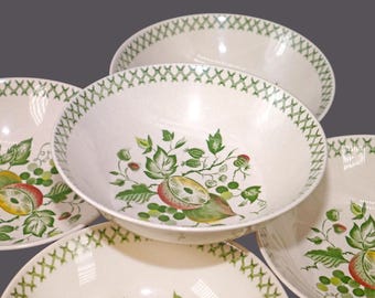 Vintage Johnson Brothers Arbor cereal bowls. Old Granite Ironstone England. 5 bowls.