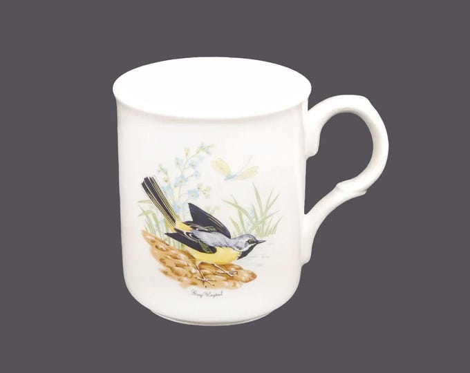 Sadler Grey Wagtail coffee or tea mug. Wellington Bone China made in England. Bird-lover gift.