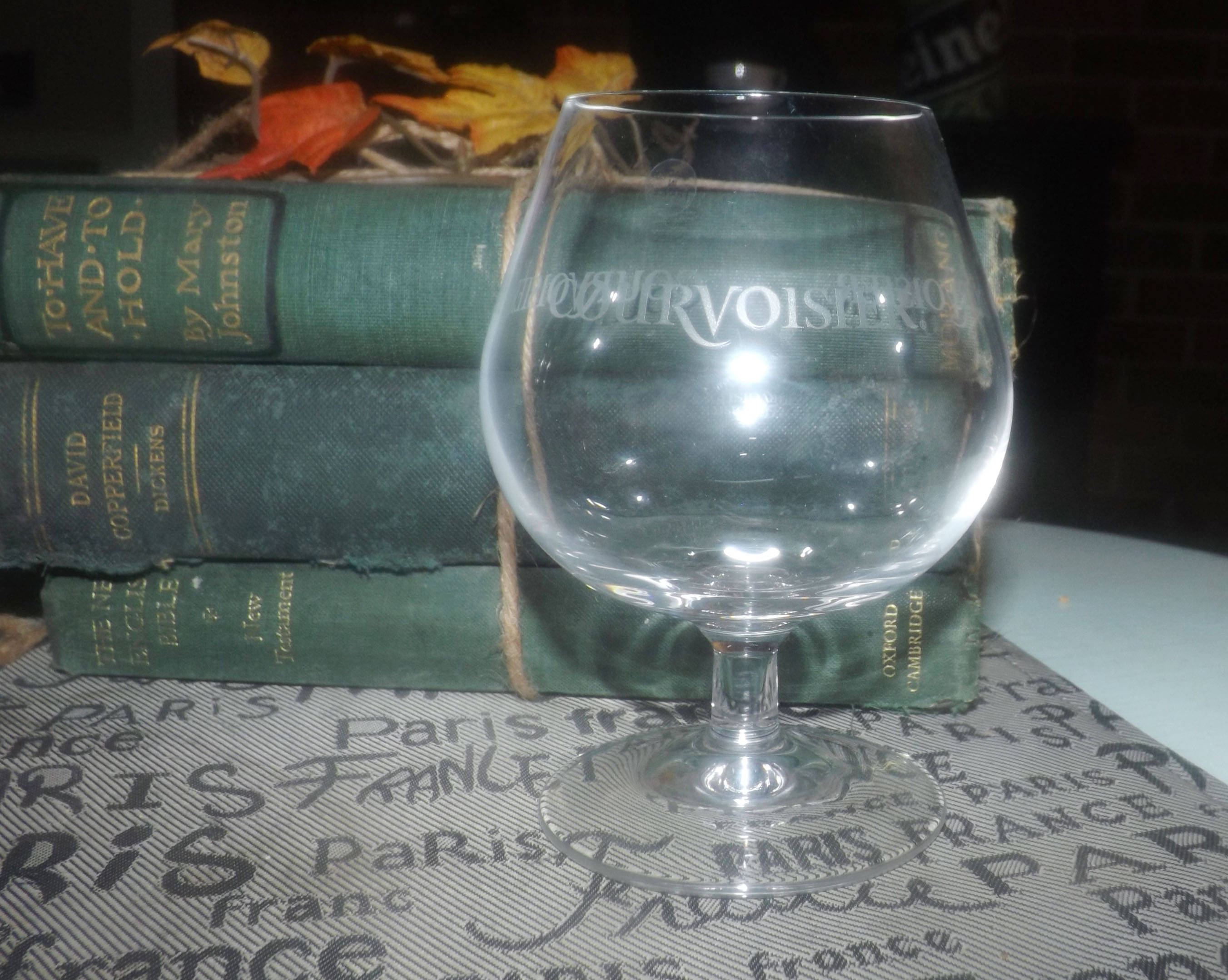 Vintage Courvoisier brandy cognac snifter. Etchedglass art. Made in