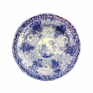 Vintage Burgess & Leigh Edmund Leigh Gallery Vine blue-and-white dinner plate, England.
