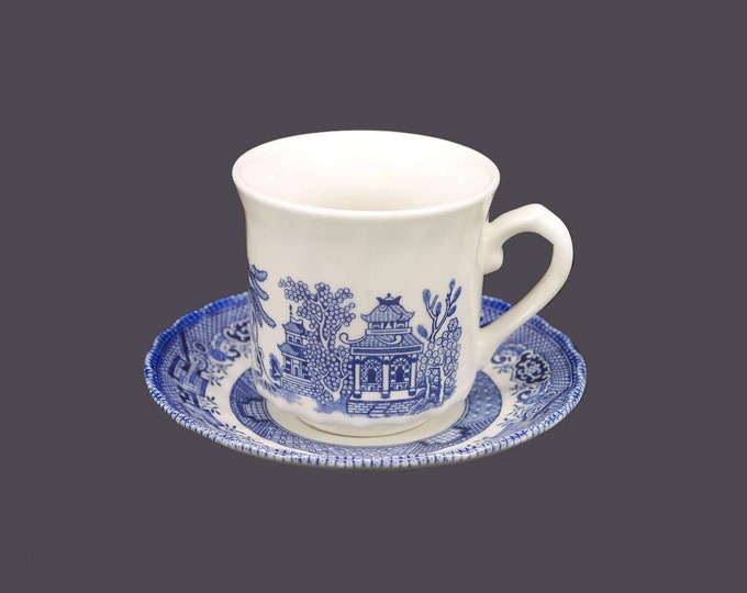 Royal Wessex | Swinnertons Blue Willow cup and saucer set. Classic blue-and-white Chinoiserie made in England.