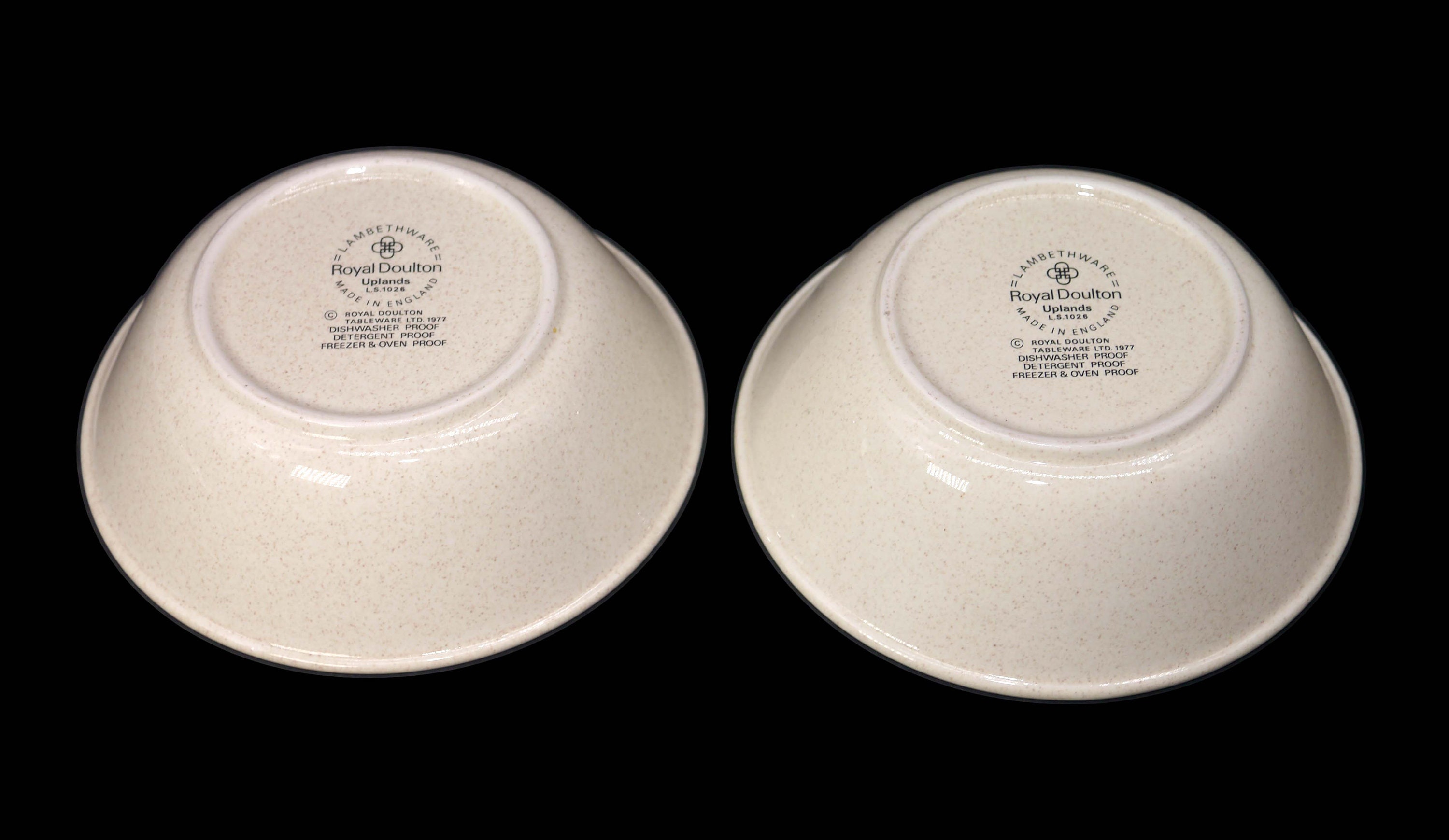 Pair of vintage Royal Doulton Uplands LS1026 coupe cereal bowls