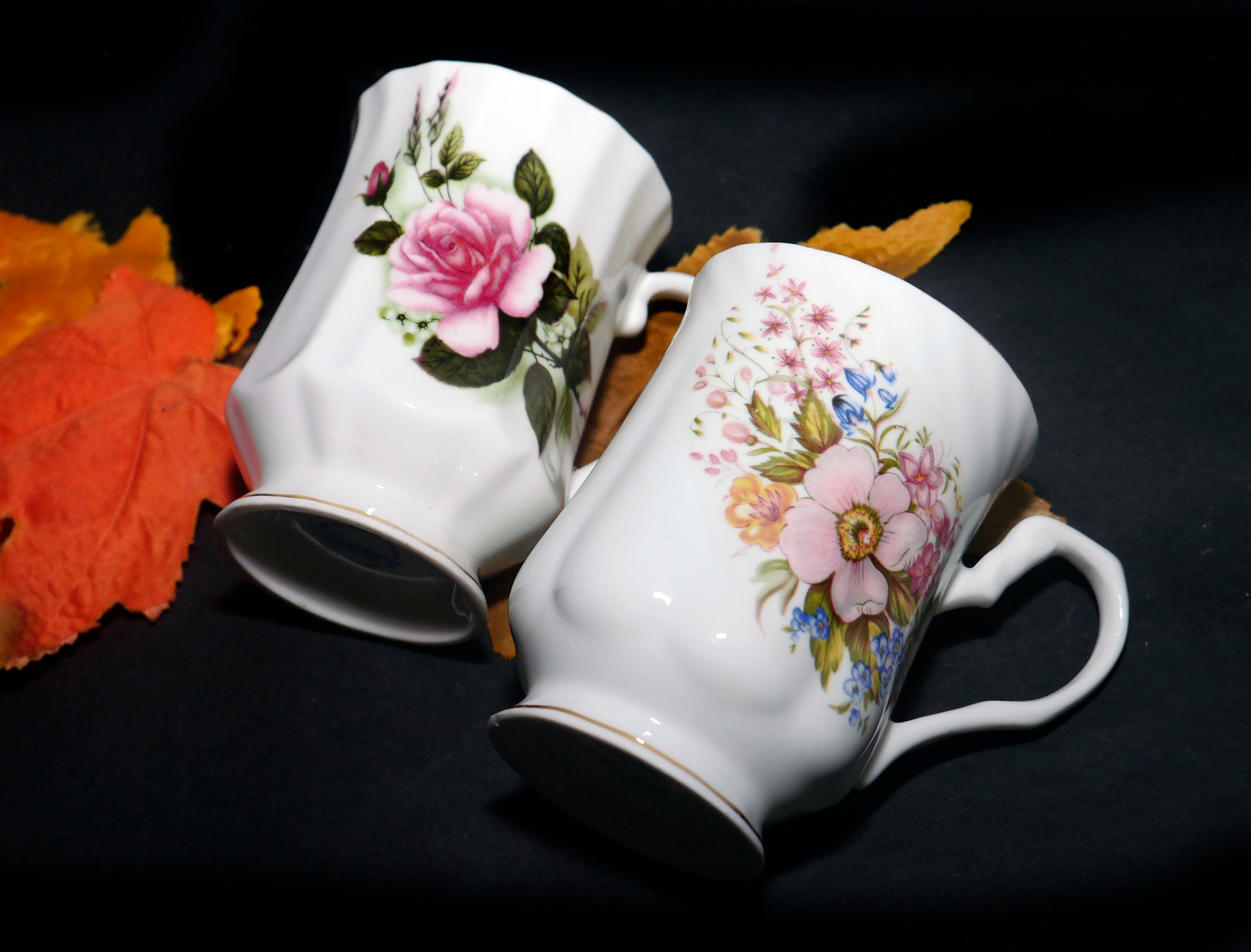 Viceroy and Hitkari bone china coffee or tea mugs.