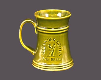Vintage Alexander Keith's Green Glaze Ceramic Beer Stein Tankard