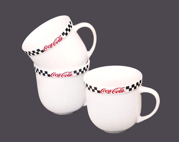 Three Gibson Coca-Cola Race Day stoneware coffee or tea mugs.