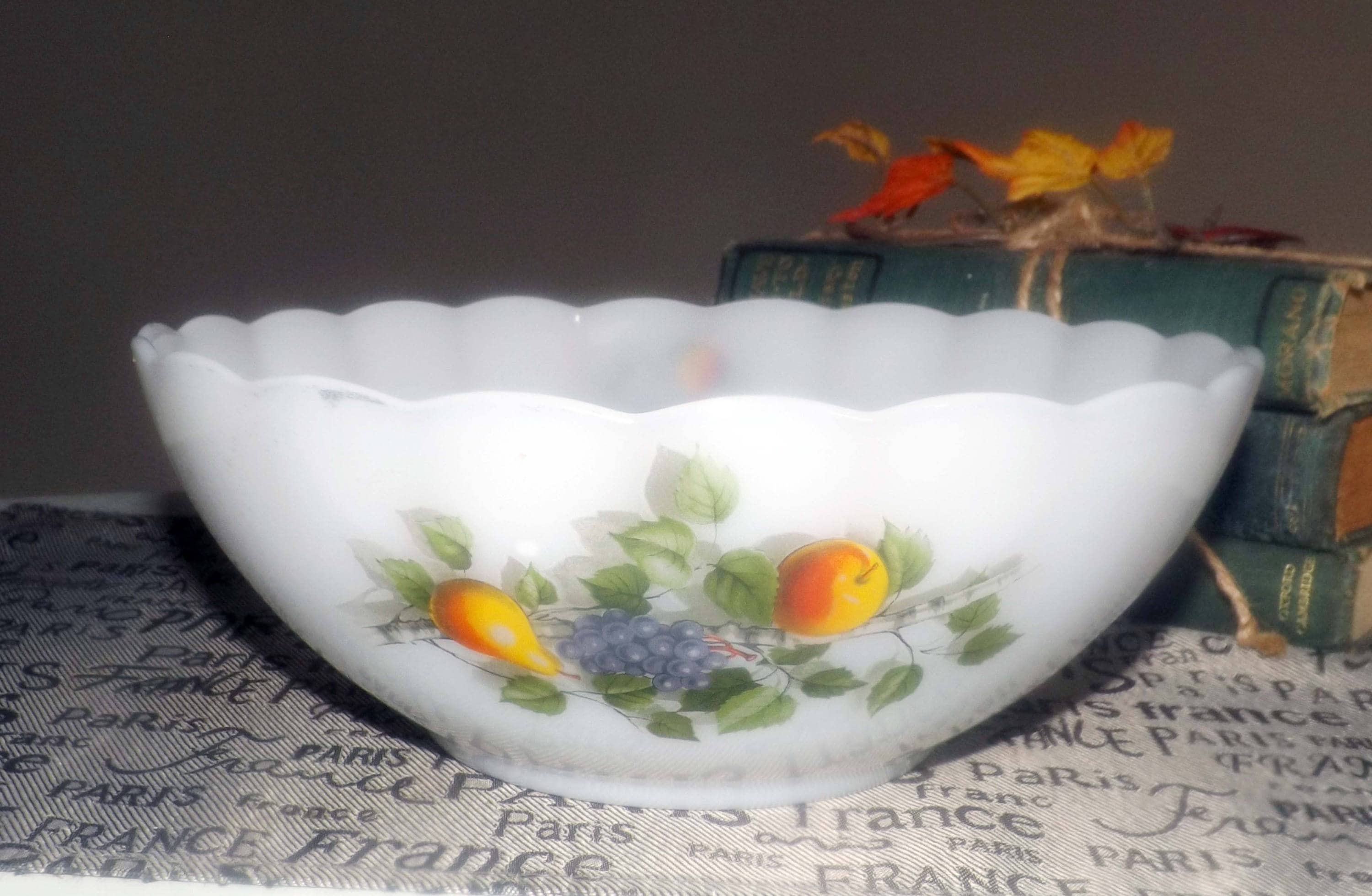 Mug Vintage Arcopal France Motif Fruits - Bon état, Couleur Blanc, Tasse Ancienne Collection