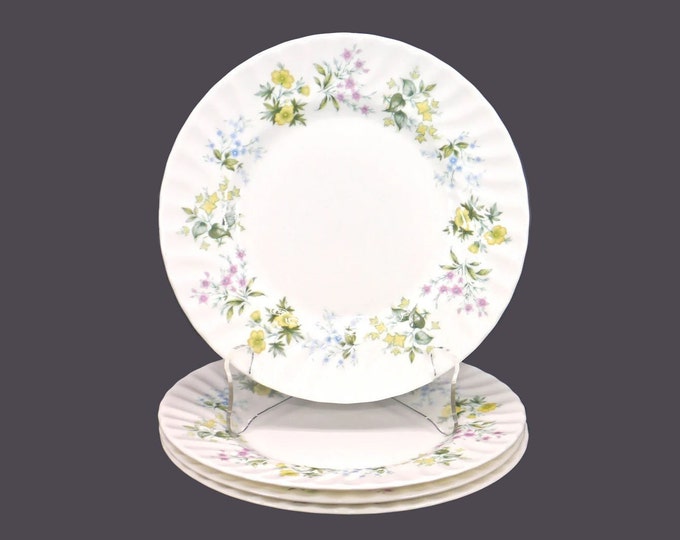 Four Minton Spring Valley salad plates. Bone china made in England.