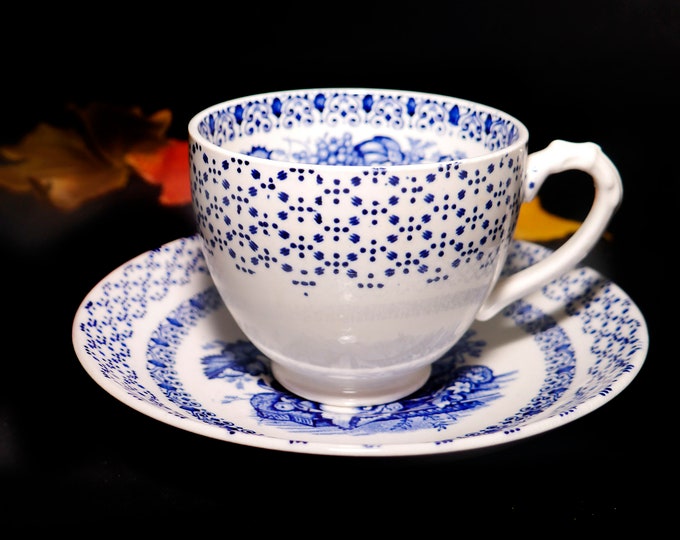 Early mid-century Empire Porcelain Beverley Blue cup and saucer set made in England. Sets sold individually.