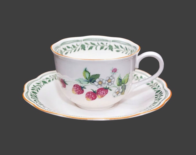Vintage Nikko Medley cup and saucer set made in Japan. Strawberries.